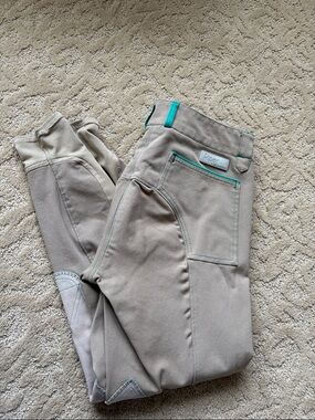 Piper Beige Breeches with Teal Trim